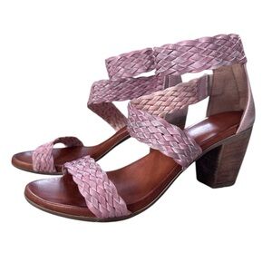 Sundance Bonaire Strappy Leather Pink Braided Women's Sandals Size 39/8.5